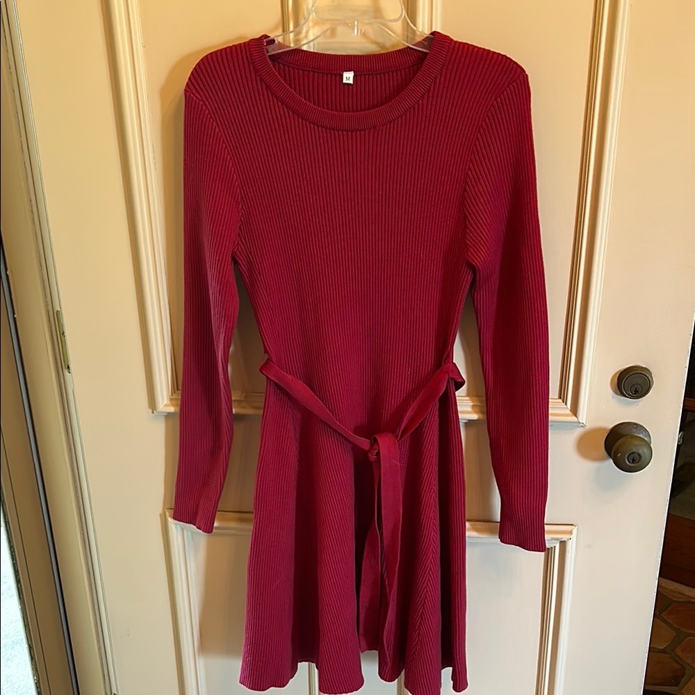 Elegant Red Knit Dress